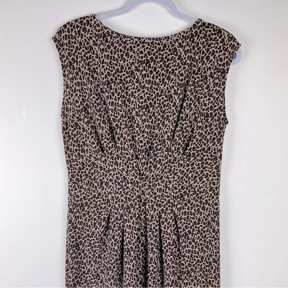 Talbots | Leopard Print Midi Dress Sleeveless Gathered Front Waist | S - Picture 2 of 8